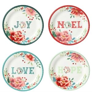🎄 New Pioneer Woman Merry Meadow Assorted 7.3 Inch Appetizer Plates Set